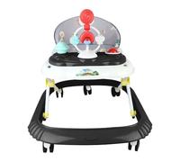 2 en 1 Trotteur Bébé avec 5 Hauteurs Réglables, Trotteur Bebe Marche Pliable avec Plateau d'activités Musical Amovible, De 6 à 18 mois, Jusqu'à 12 kg (55x65x58 cm, Noir)