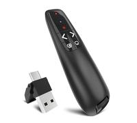 [2 en 1 USB C] Presenter, télécommande de présentation sans fil, pointeur pour présentations, PowerPoint Télécommande Présentateur pour ordinateur Windows, ordinateur portable, Mac, batterie non