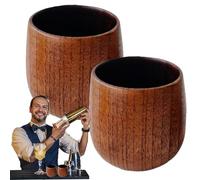 2 en bois à whisky carbonisés - Verre à boire bourbon à l'ancienne pour homme - Gobelet à whisky pour café et thé à l'eau de vin jus de bière pour cadeau d'anniversaire