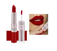 2 en1 Rouge à Lèvres Liquide Mat Tenue Waterproof Liquid Lipstick Matte Pour Les Lèvres Longue Durée Pour Femmes Filles (011Red)