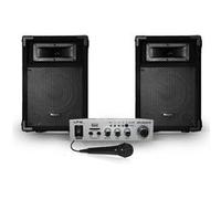 2 enceintes passives PA 8"/20cm 2x180W 2 voies + Ampli Karaoké Hifi 100W USB/BT + MIC G