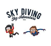 2 enfants parachutisme ciel plongée aventure parachute ripcord Plummet Free Fall Plane Avion Fly Pilot Jet Fuel Propeller Holiday Chambre Sticker mural - Taille : 25,4 x 17,8 cm