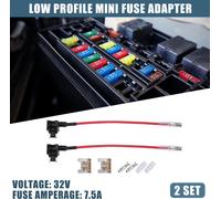 2 Ensemble 32V Bas Profil Mi-ni Fusible Adaptateur avec 7,5A Lame Style Fusible