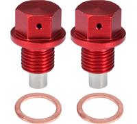 2 Ensemble Bouchon Vidange M12x1.25 Carter d'Huile Moteur Vis Aluminium Rouge avec Rondelle