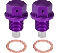 2 Ensemble Bouchon Vidange M12x1.25 Carter d'Huile Moteur Vis Aluminium Violet avec Rondelle