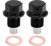 2 Ensemble Bouchon Vidange M12x1.5 Carter d'Huile Moteur Vis Aluminium Noir avec Rondelle