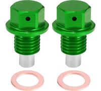 2 Ensemble Bouchon Vidange M12x1.5 Carter d'Huile Moteur Vis Aluminium Vert avec Rondelle