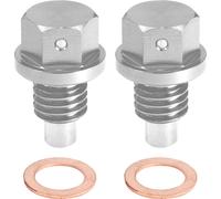 2 Ensemble Bouchon Vidange M12x1.75 Carter d'Huile Moteur Vis Aluminium Argenté avec Rondelle