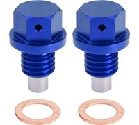 2 Ensemble Bouchon Vidange M12x1.75 Carter d'Huile Moteur Vis Aluminium Bleu avec Rondelle