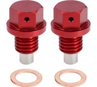 2 Ensemble Bouchon Vidange M12x1.75 Carter d'Huile Moteur Vis Aluminium Rouge avec Rondelle