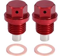2 Ensemble Bouchon Vidange M14x1.5 Carter d'Huile Moteur Vis Aluminium Rouge avec Rondelle