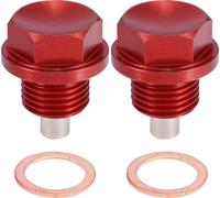 2 Ensemble Bouchon Vidange M16x1.5 Carter d'Huile Moteur Vis Aluminium Rouge avec Rondelle