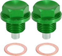 2 Ensemble Bouchon Vidange M16x1.5 Carter d'Huile Moteur Vis Aluminium Vert avec Rondelle