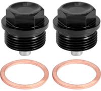 2 Ensemble Bouchon Vidange M24x1.5 Carter d'Huile Moteur Vis Aluminium Noir avec Rondelle