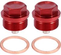 2 Ensemble Bouchon Vidange M24x1.5 Carter d'Huile Moteur Vis Aluminium Rouge avec Rondelle