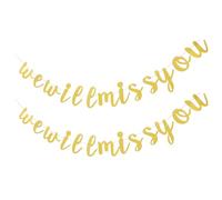 2 Ensembles Bannière à Paillettes Dorées We Will Miss You | Papier Léger, Longueur Réglable, Décor pour Cadre Arrière-plan, Table Gâteau, Mariage, Anniversaire