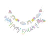 2 Ensembles Bannière Décorative d'anniversaire Licorne