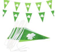 2 Ensembles Bannière Trèfle Saint-patrick Verte, Lot de Sets | Pe, Thème Festif Irlandais, pour Jardins et Fenêtres, Simple à Installer, Forme Trèfle
