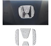 2 Ensembles Bling Cristal Volant De Voiture Logo Couverture Centre Logo Autocollant Décoratif Pour Honda Logo Accessoires Accord Civic Cr-V Xr-V Hr-V Argent