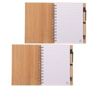 2 ensembles Bloc-notes à Spirale en Bambou, Carnet Portable | Couverture Bambou et Papier, Reliure Pratique à Plat, Adapté aux Listes, Croquis, Bureau et Journal Personnel