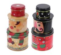 2 Ensembles Boîte à Bonbons de Noël à Trois Étages Ambiance | Format Portable Réutilisable, Fermeture Étanche, Motifs Festifs Colorés, pour Sucettes et Pastilles, Présents ou Fête