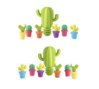 2 Ensembles Bouchon de Bouteille en Silicone Cactus | Souple et Facile à Nettoyer, Compatible Lave-vaisselle, Marqueur de Boisson, pour Bar et Vin Couleur Aléatoire