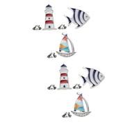 2 Ensembles Broche Poisson Tropical Voilier Et Phare Style Accessoire Élégant 3 Pièces * 2