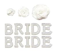 2 ensembles d'autocollants de broderie de mariée, 3 fleurs tridimensionnelles, strass pour vêtements, autocollants de mariée, patchs de lettres, patchs de lettres thermocollants