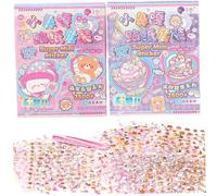 2 ensembles d'autocollants Kawaii en PET transparents et mignons, autocollants de dessin animé pour Scrapbooking, journal, décalcomanies décoratives, bricolage, artisanat, fournitures scolaires