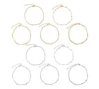 2 Ensembles De Bracelets De Cheville Empilés À 5 Couches, Bracelets De Cheville De Style Bohème, Bracelets De Cheville En Métal, Bracelets De Cheville Simples, Bracelets De Cheville Réglables