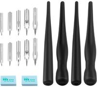 2 Ensembles De Calligraphie À L'encre Noire, Stylos De Calligraphie Kit De Peinture Manga 4 Porte-Stylo Plume+10 Plume+2 Gomme À Dessin Pour Dessin Croquis Cartographie(Noir)