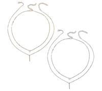 2 Ensembles De Colliers À Pendentif, Colliers pour Femmes, Colliers Empilables, Bijoux Simples À La Mode, Chaîne De Clavicule Réglable