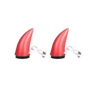 2 ensembles de cornes de diable illuminées pour casque adaptées pour le sport en plein air, moto, ski, rouge, 37x74mm