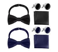 2 Ensembles De Costumes À Nœud Papillon, Boutons De Manchette Carrés De Poche À Nœud Papillon, Costume De Mode Classique Pour Hommes, Accessoires De Vêtements De Fête