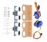 2 Ensembles de Kit de Voiture Robot Bricolage, Module de Capteur à Ultrasons + Boîtier de Direction + Support de Montage, pour L'évitement D'obstacles de Robot, la Télémétrie