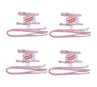 2 Ensembles de Laisse pour Chien et Chat, Harnais pour Chiot, Cordes pour Chien, Accessoires pour Chiots, Harnais Robuste pour grands Chiens, Gilet résistant à l'usure (Rose 2x4 pièces Mx4 pièces)