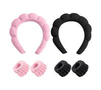 2 Ensembles De Lavage Du Visage, Ensemble Bandeau Et Bracelet, Bandeau De Lavage Du Visage Pour Femmes, Décoration Démaquillante En Peluche, Accessoires Pour Cheveux À Couronne Haute