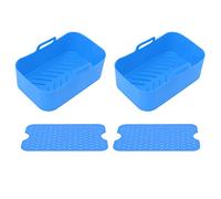 2 ensembles de paniers et tapis en silicone pour friteuse de cuisine Accessoires de four à air rectangulaires antiadhésifs réutilisables pour DZ201 Foodi 8QT Ajustement Durable (Bleu)
