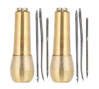 2 ensembles de poinçon de couture à poignée en cuivre, outil de réparation de chaussures en cuir conique, Kit d'aiguilles d'artisanat en cuir, poinçon d'aiguille à coudre pour
