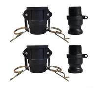 2 ensembles d'embrayages Camlock de type D & F en polypropylène, fermeture rapide de 1 à 2 pouces pour tuyau et réservoir, noir, résistant à la pression jusqu'à 150 PSI (1,2 pouces)