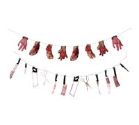 2 Ensembles Guirlande Effrayante de Fête Bannière Suspendue | Plastique et Corde, Décor de Scène pour Farces, Lot de Sets de Pièces, Facile à Nettoyer