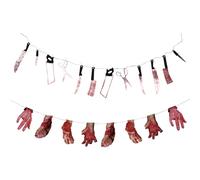 2 Ensembles Halloween Couteaux Suspendus Guirlandes Suspendues | Parties du Corps Brisées, Bannière Mains et Pieds Brisés, Plastique et Rope, Décorations pour Maisons Hantées