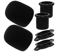 2 Ensembles Housse de Micro en Mousse Noire, Anti-plosives | Éponges Épaisses pour Micro, Compatible Bureau et Main, Usage Karaoké, Journalistes, Sports et Classe