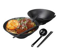 2 Ensembles Japonaise Aux Nouilles Ramen Bols, Grand Bowls De Soupe, 1000ml Ensemble De Vaisselle En Plastique Dur, Salade Écuelles Avec Baguettes Et Cuillères, Pour Udon, Pho, Pâtes