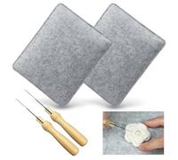 2 ensembles Kit de Démarrage pour Laine à Feutrer à Sec, Matelas de Feutrage Professionnel avec Porte-Aiguilles et Aiguilles, Coussin de Feutrage pour Créations en Laine