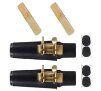 2 Ensembles Kit D'embouchure Alto Saxophone en Plastique Noir | Ligature, Capuchon, Coussinets et Anches Inclus, Remplacement Pratique pour Alto Saxophone, Jeu Confortable
