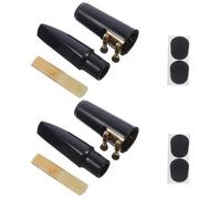 2 Ensembles Kit Embouchure Saxophone Alto Noir Capuchon Anches | Accessoire Saxophone, Plastique Métal Bambou, Remplacement Pratique, Lot de Deux Ensembles pour Instrument