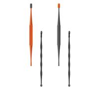 2 Ensembles Kit en Silicone, Double Tête, Manche Bambou | Spatule Auriculaire Spirale, Surface Lisse, Rangement Paquet, Usage Familial à Domicile