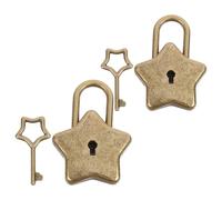 2 Ensembles Mini Cadenas Étoile à Cinq Pointes | Accessoire DIY pour Carnet et Valise, Finition Lisse Dorée, Usage Extérieur, Serrure Précise