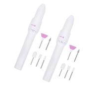 2 Ensembles Mini Perceuse à Ongles Électrique Portable | Kit, Plastique Blanc, Embout de Perçage Inclus, Usage Voyage et Nail Art